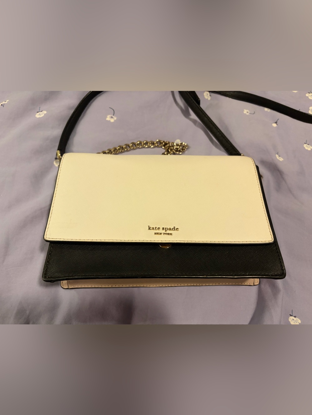 kate spade White and Black Chain Crossbody Shoulder Bag